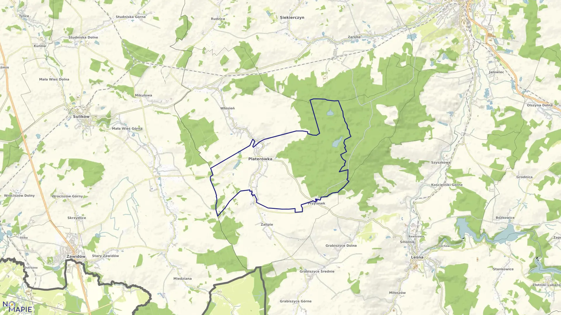 Mapa obrębu Platerówka w gminie Platerówka