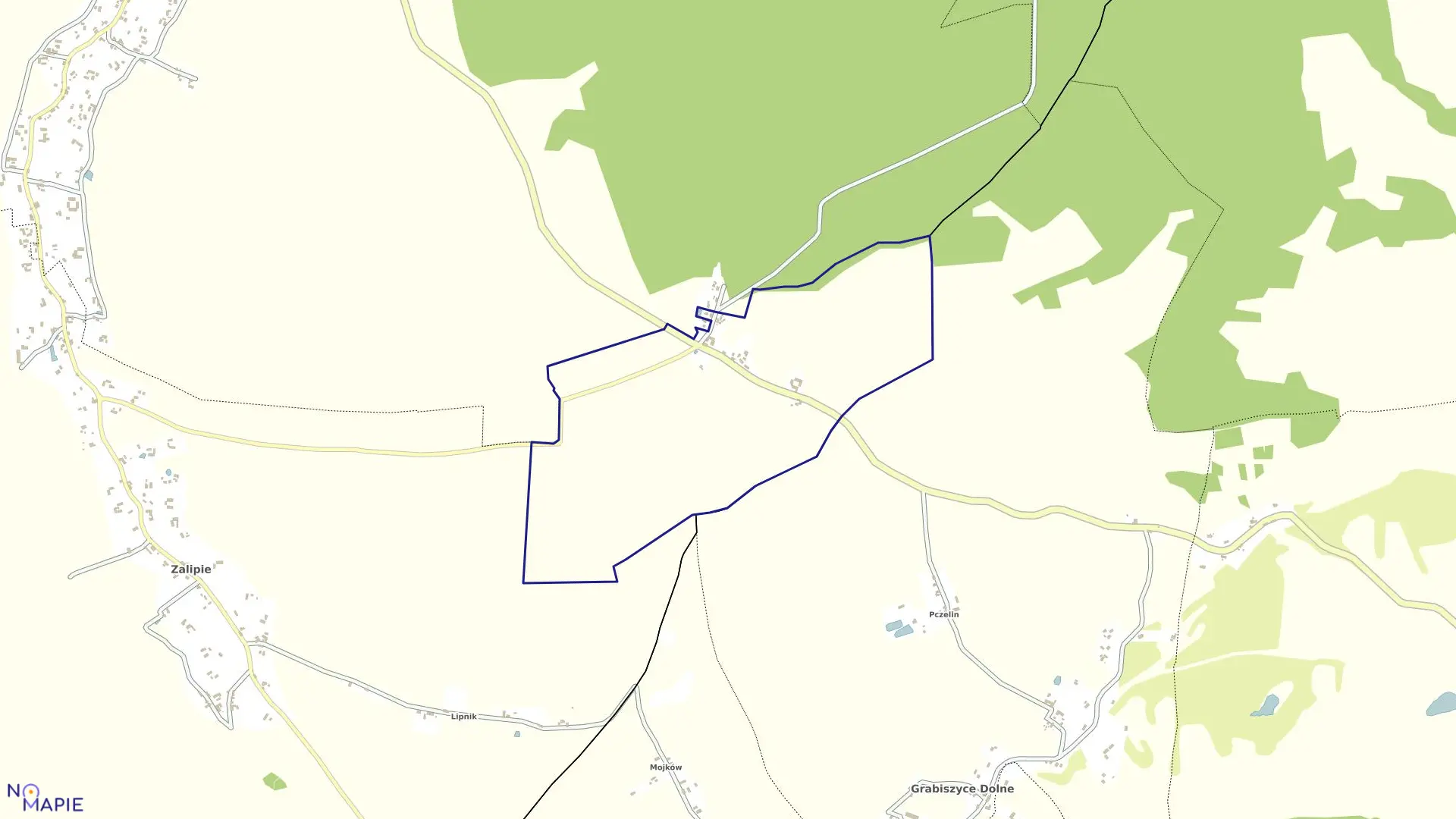 Mapa obrębu Przylasek w gminie Platerówka